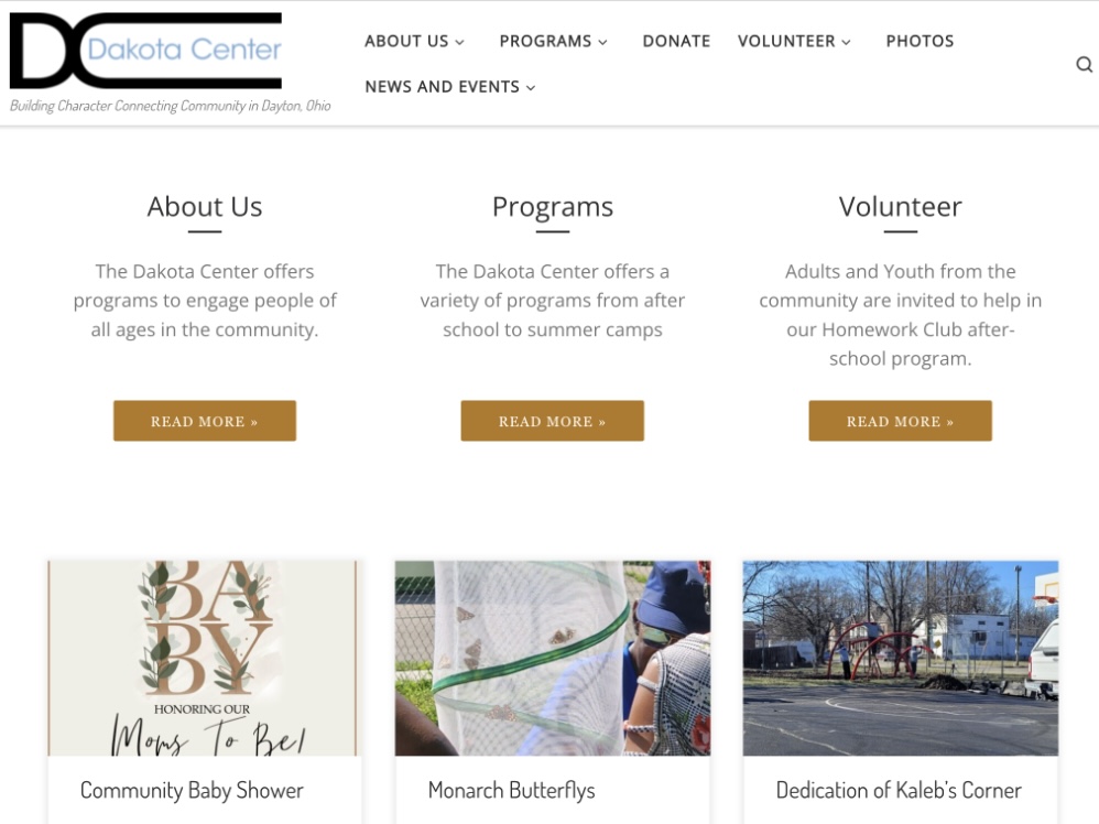 Dakota Center website redesign